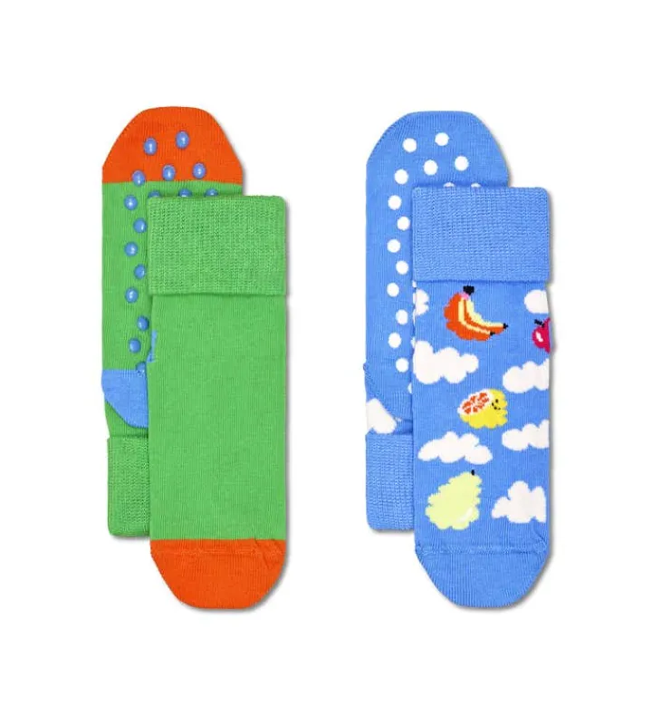 Kinder Happy Socks Kinder|Anti-Rutsch Socken^Kids 2-Pack Cloudy Fruit Anti-Slip Socks