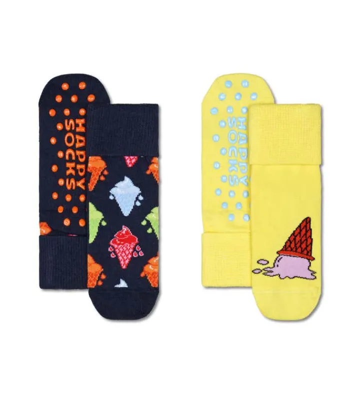 Kinder Happy Socks Anti-Rutsch Socken|Kinder^Kids 2-Pack Ice Cream Anti-Slip Socks