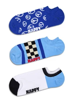 Happy Socks Farbüberladung|Erwachsene^3-Pack Blue Peace No Show Socks