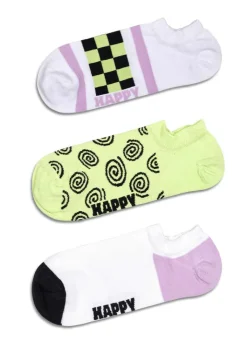 Happy Socks Farbüberladung|Erwachsene^3-Pack Checked Stripe No Show Socks