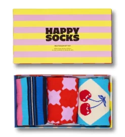 Happy Socks Erwachsene^3-Pack Checks and Stripes Gift Set